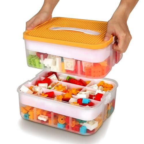 WillingHeart Kids Toys Storage Organizer for Lego Clear Building Blocks Container Box - Yellow by WillingHeart - Refurbished - Very Good condition - US$33.69