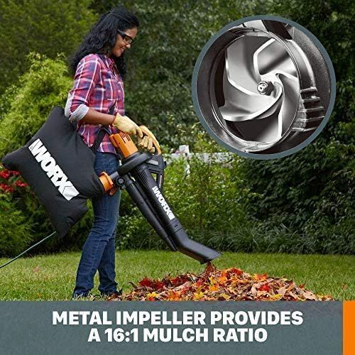 Worx WG505 Trivac 12 Amp 3-in-1 Leaf Blower - Black/Orange by Worx - Image 6