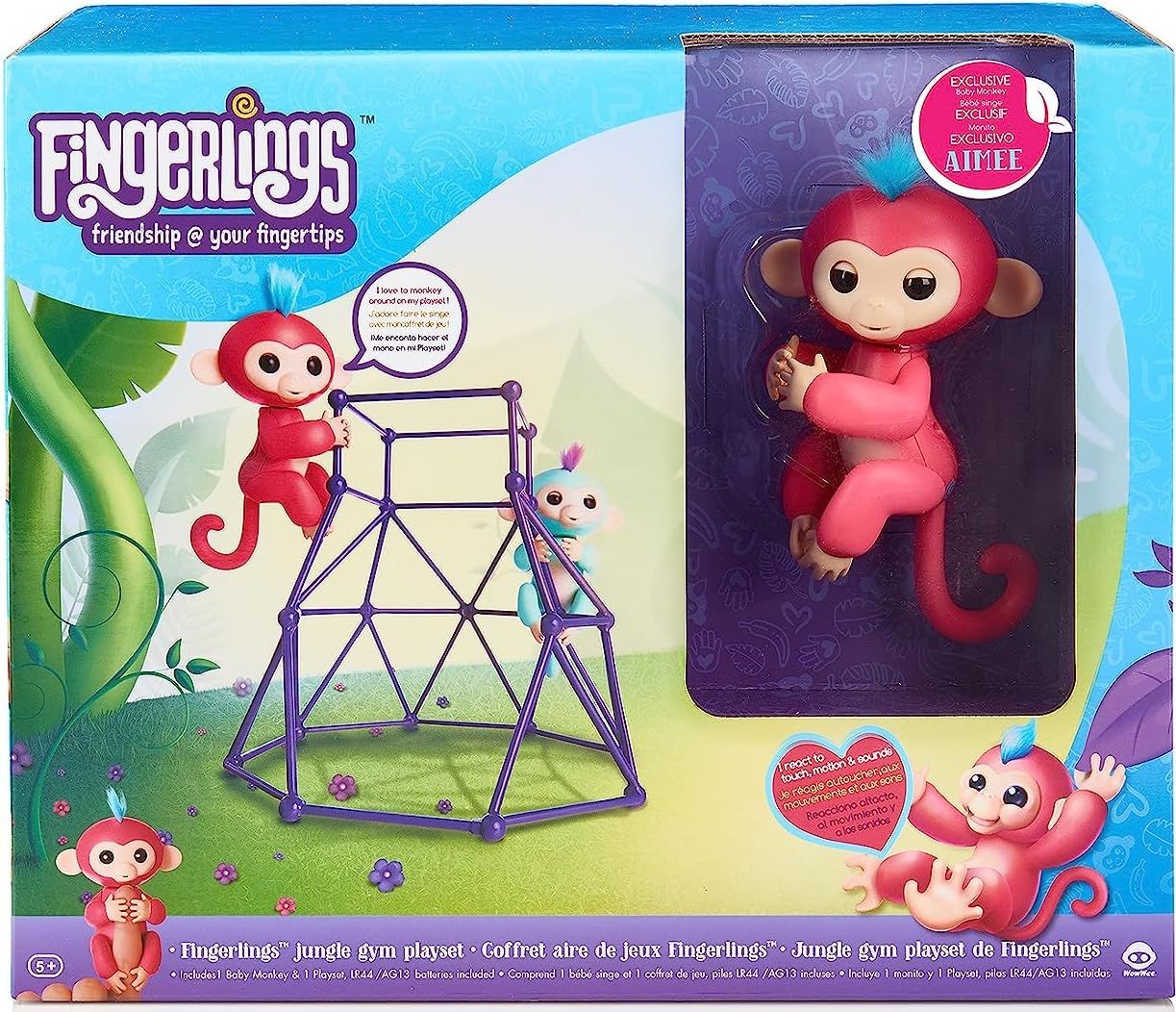 WowWee Fingerlings Jungle Gym Playset + Interactive Baby Monkey Aimee - Pin by WowWee - Refurbished - Brand New condition - US$40.98