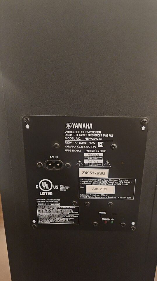 Refurbished Yamaha NS-WSW44 Wireless Subwoofer Only | Reebelo US