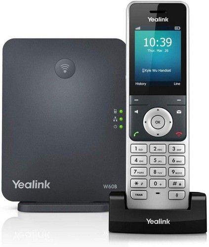 Yealink W60P Cordless DECT IP Phone and Base Station - Gray by Yealink - Refurbished - Very Good condition - US$91.44