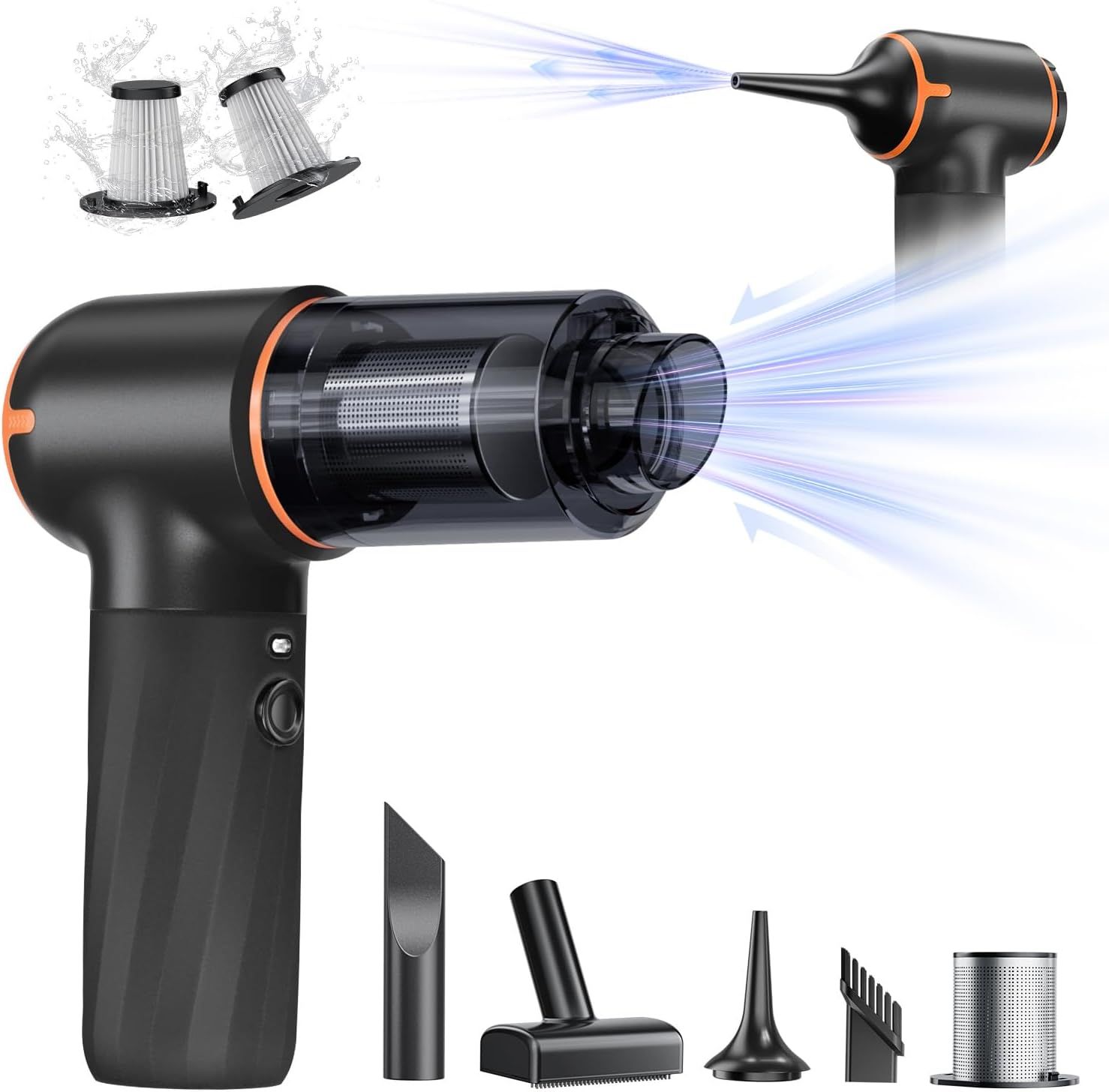 Yiju 4-in-1 12000Pa Handheld Car & Home Vacuum Cleaner - Black/Orange by Yiju - Refurbished - Very Good condition - US$35.57