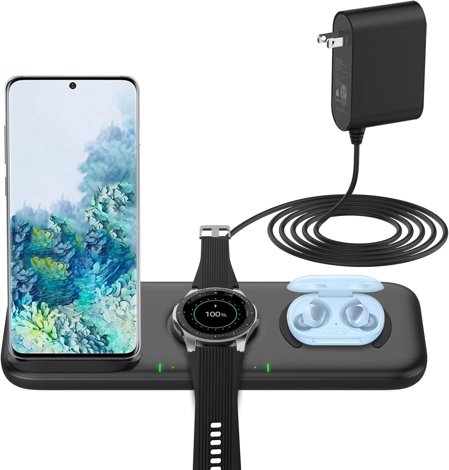 Yootech 3 in 1 Fast Wireless Charger for Samsung Devices 22.5W Max MF200-C - Black by Yootech - Refurbished - Very Good condition - US$52.33