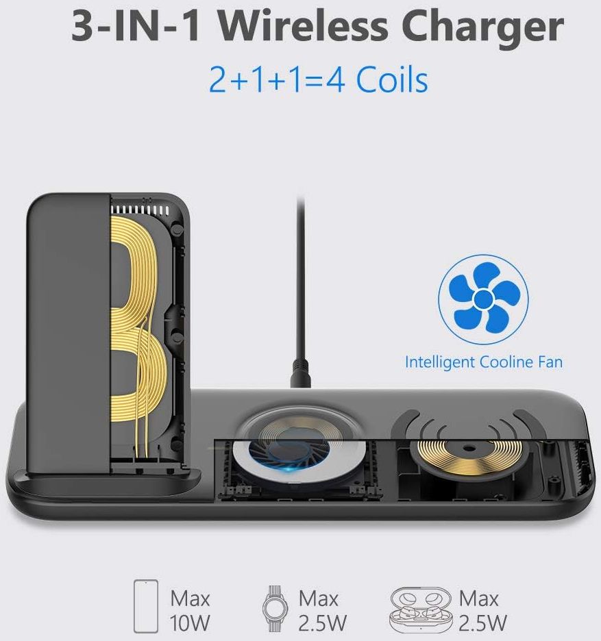 Yootech 3 in 1 Fast Wireless Charger for Samsung Devices 22.5W Max MF200-C - Black by Yootech - Image 4