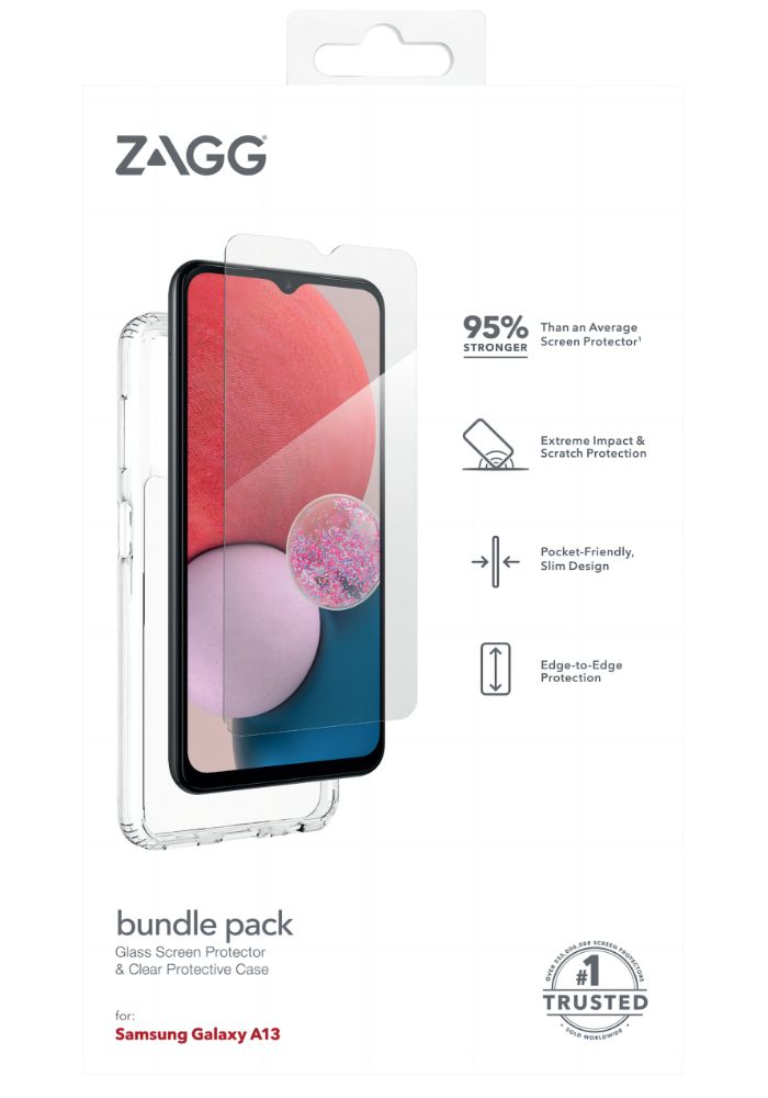 ZAGG Bundle Pack Glass Scren Protector & Protective Phone Case for Samsung Galaxy A13 - Clear by ZAGG - Image 2
