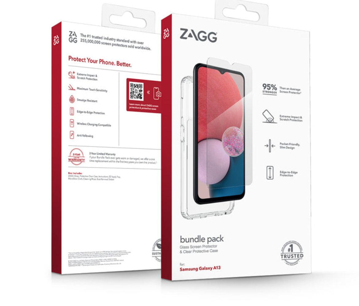ZAGG Bundle Pack Glass Scren Protector & Protective Phone Case for Samsung Galaxy A13 - Clear by ZAGG - Image 4