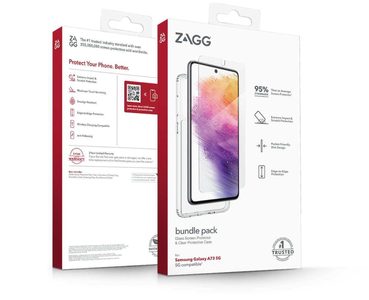 ZAGG Bundle Pack Glass Scren Protector & Protective Phone Case for Samsung Galaxy A73 5G - Clear by ZAGG - Image 4