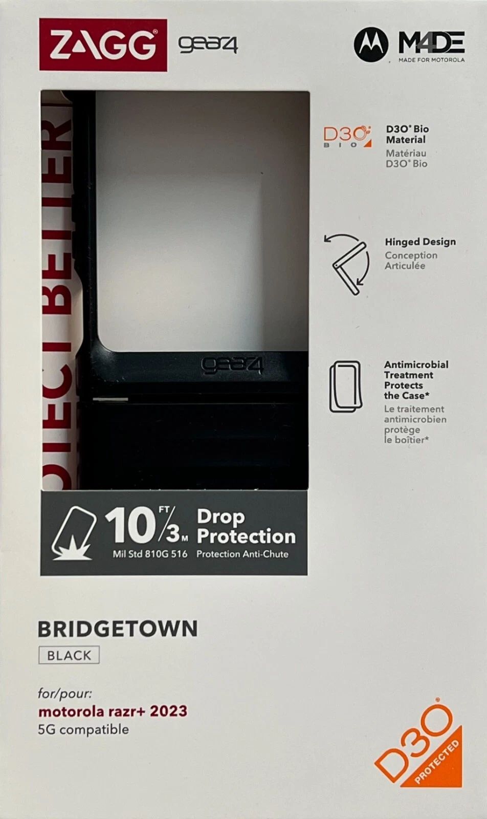 Zagg Gear4 Bridgetown Phone Case for Motorola Razr+ 5G (2023) - Black by Zagg - Refurbished - Very Good condition - Image 3