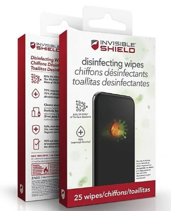 Zagg Invisible Shield Disinfecting Wipes Pack (25 Wipes) - White by Zagg - Refurbished - Brand New condition - US$13.48
