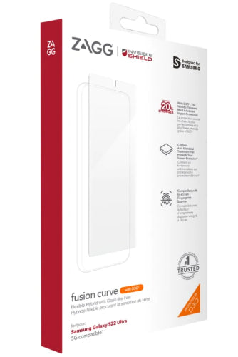 Zagg InvisibleShield Fusion Curve with D3O Screen Protector for Galaxy S22 Ultra - Clear by Zagg - Refurbished - Brand New condition - Image 2