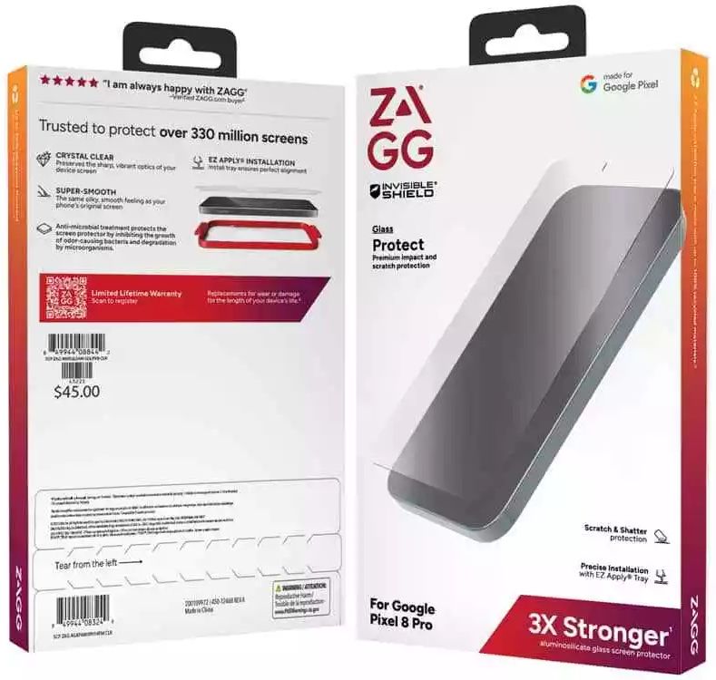 Zagg Invisible Shield Glass Antimicrobial Biometric Screen Protector for Google Pixel 8 Pro - Clear by Zagg - Refurbished - Brand New condition - Image 2