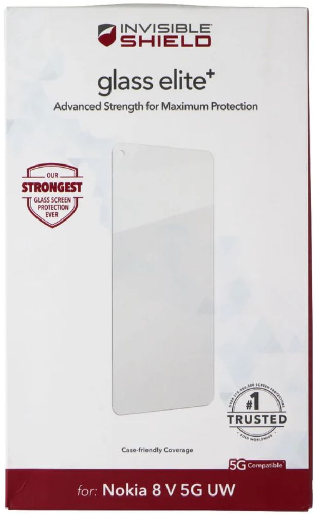 ZAGG InvisibleShield Glass Elite+ Screen Protector for Nokia 8 V 5G UW - Clear by ZAGG - Refurbished - Brand New condition - US$8.78