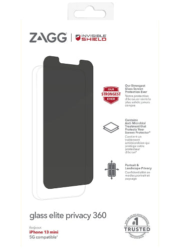 Zagg InvisibleShield Glass Elite Privacy 360 Screen Protector for Apple iPhone 13 mini - Privacy by Zagg - Refurbished - Brand New condition - Image 3