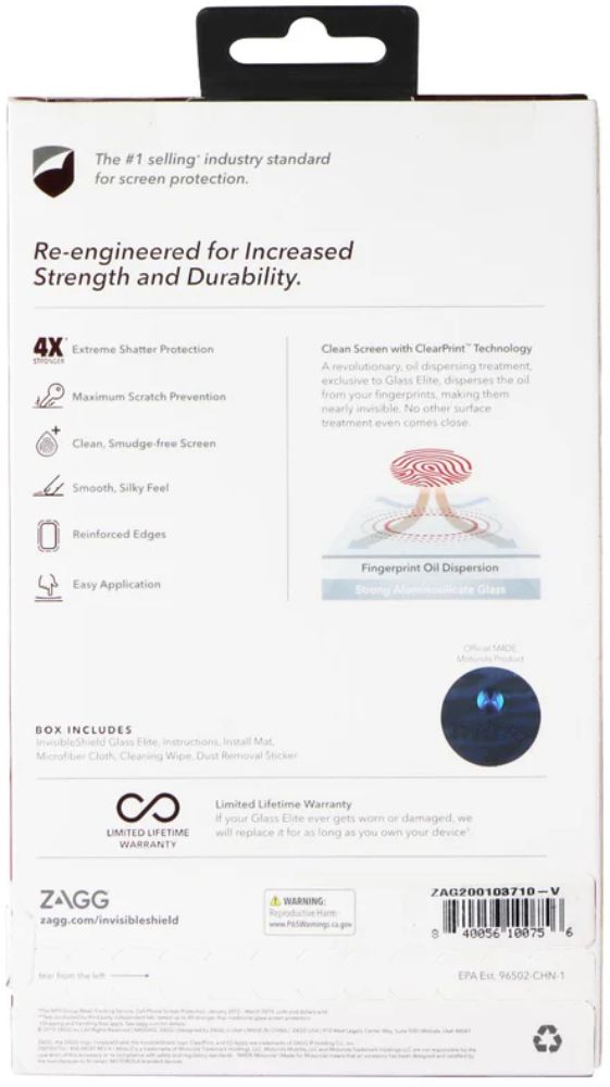 ZAGG Invisible Shield Glass Elite Screen Protector for Motorola Moto Z4 - Clear by ZAGG - Refurbished - Brand New condition - Image 2