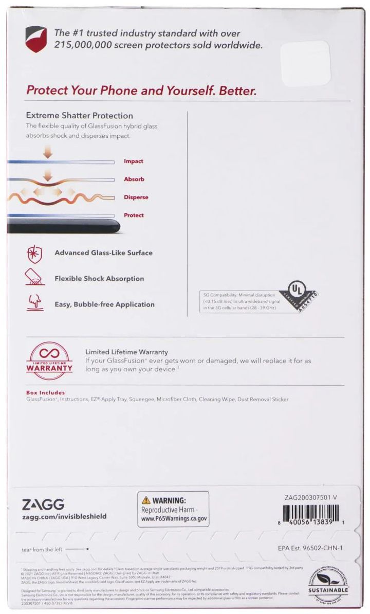Zagg InvisibleShield GlassFusion+ Hybrid Glass Screen Protector for Samsung Galaxy S21+ (5G) - Clear by Zagg - Refurbished - Brand New condition - Image 3