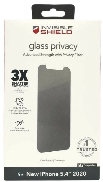 Zagg Invisible Shield Glass Privacy Antimicrobial Screen Protector for iPhone 12 Mini - Black by Zagg - Refurbished - Brand New condition - US$51.49