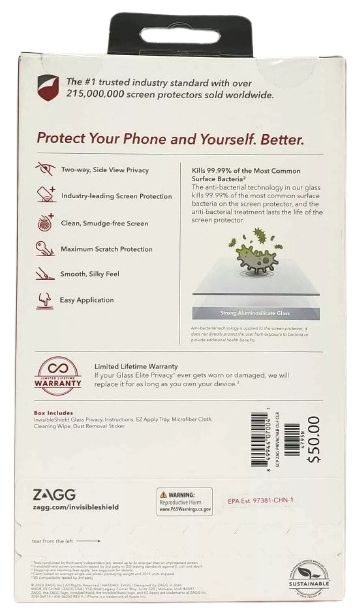 Zagg Invisible Shield Glass Privacy Antimicrobial Screen Protector for iPhone 12 Mini - Black by Zagg - Image 2