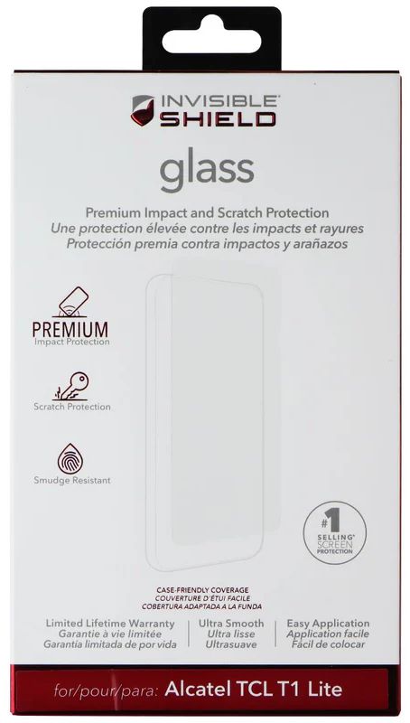Zagg Invisible Shield Glass Screen Protector for Alcatel TCL T1 Lite - Clear by Zagg - Refurbished - Brand New condition - US$10.08