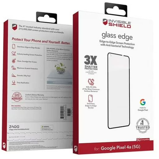 Zagg Invisible Shield (Glass) Tempered Glass for Google Pixel 4a (5G) - Clear by Zagg - Refurbished - Brand New condition - US$16.98