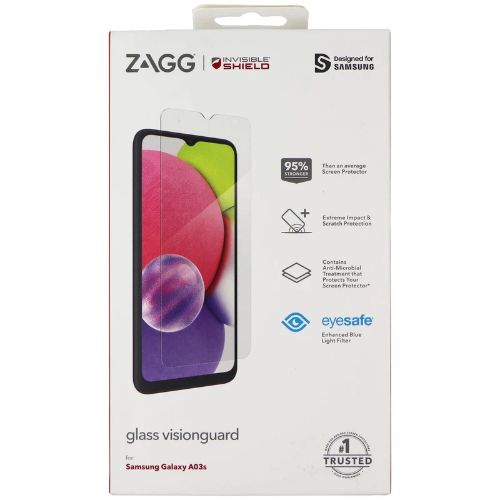 Zagg Invisible Shield Glass Visionguard Screen Protector for Galaxy A03s - Clear by Zagg - Refurbished - Brand New condition - US$20.98