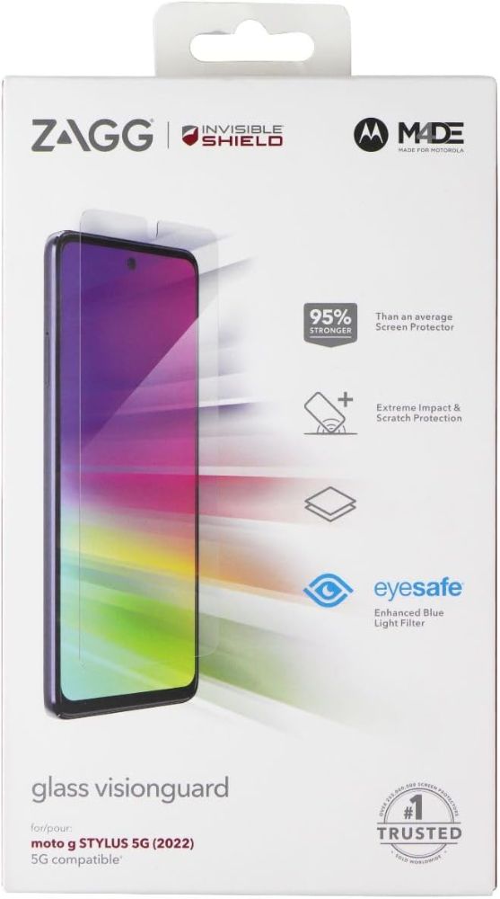ZAGG InvisibleShield Glass VisionGuard Screen Protector for Motorola Moto G Stylus 5G (2022) - Clear by ZAGG - Refurbished - Brand New condition - US$8.78