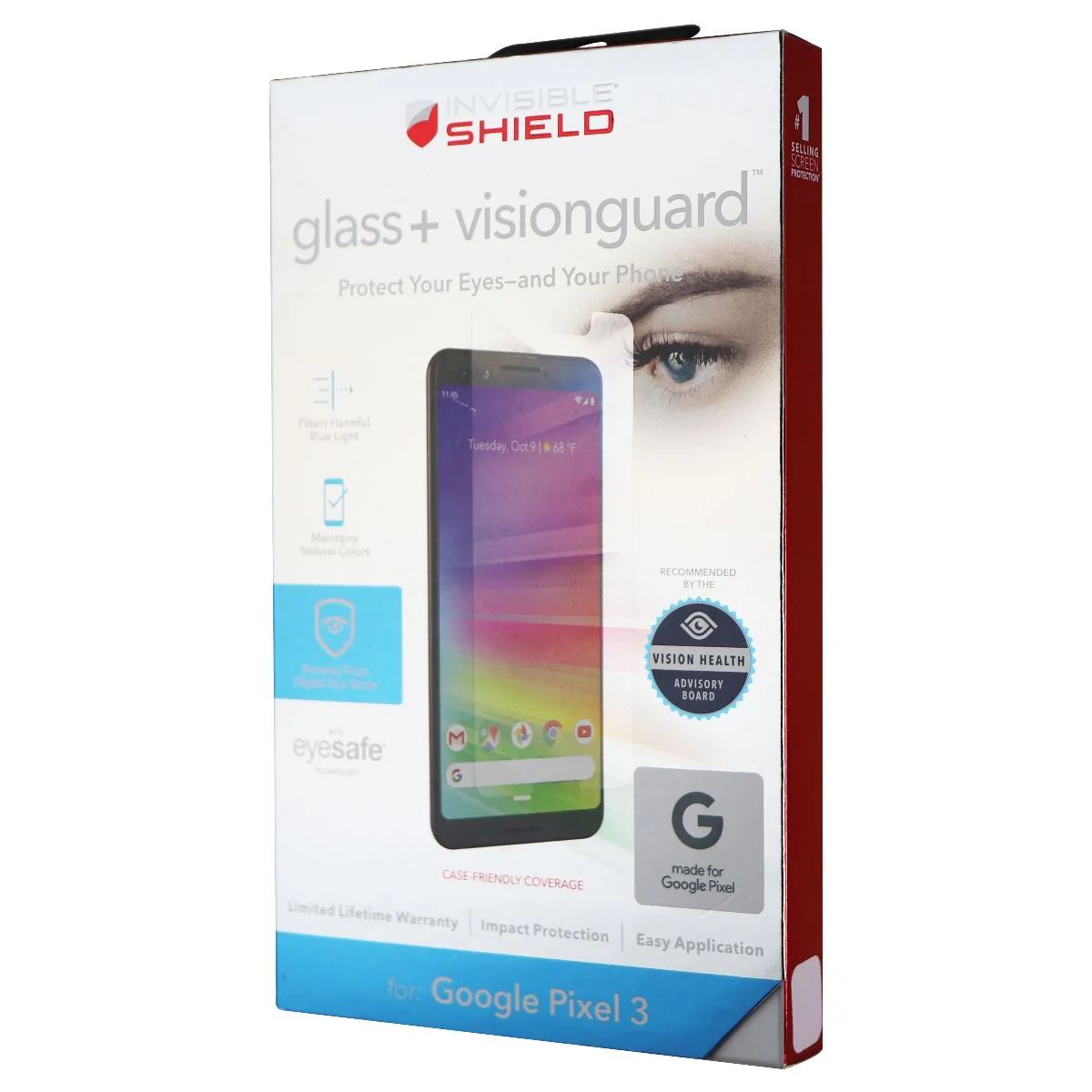 ZAGG InvisibleShield Tempered Glass+ VisionGuard for Google Pixel 3 - Clear by Zagg - Refurbished - Brand New condition - US$8.78
