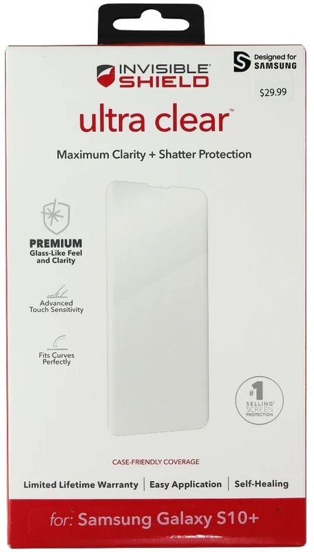 Zagg InvisibleShield Ultra Clear Screen Protector for Galaxy S10+ - Clear by Zagg - Refurbished - Brand New condition - US$12.68