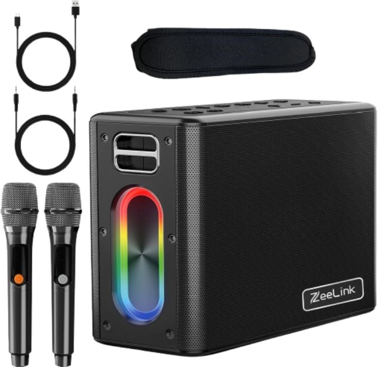 ZEELINK Karaoke Machine Two Wireless Microphones 150W Powerful - Black by ZEELINK - Refurbished - Very Good condition - US$73.63