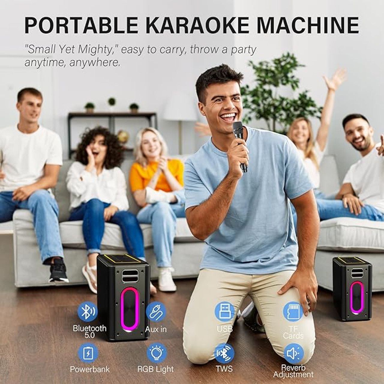 ZEELINK Karaoke Machine Two Wireless Microphones 150W Powerful - Black by ZEELINK - Refurbished - Very Good condition - Image 2