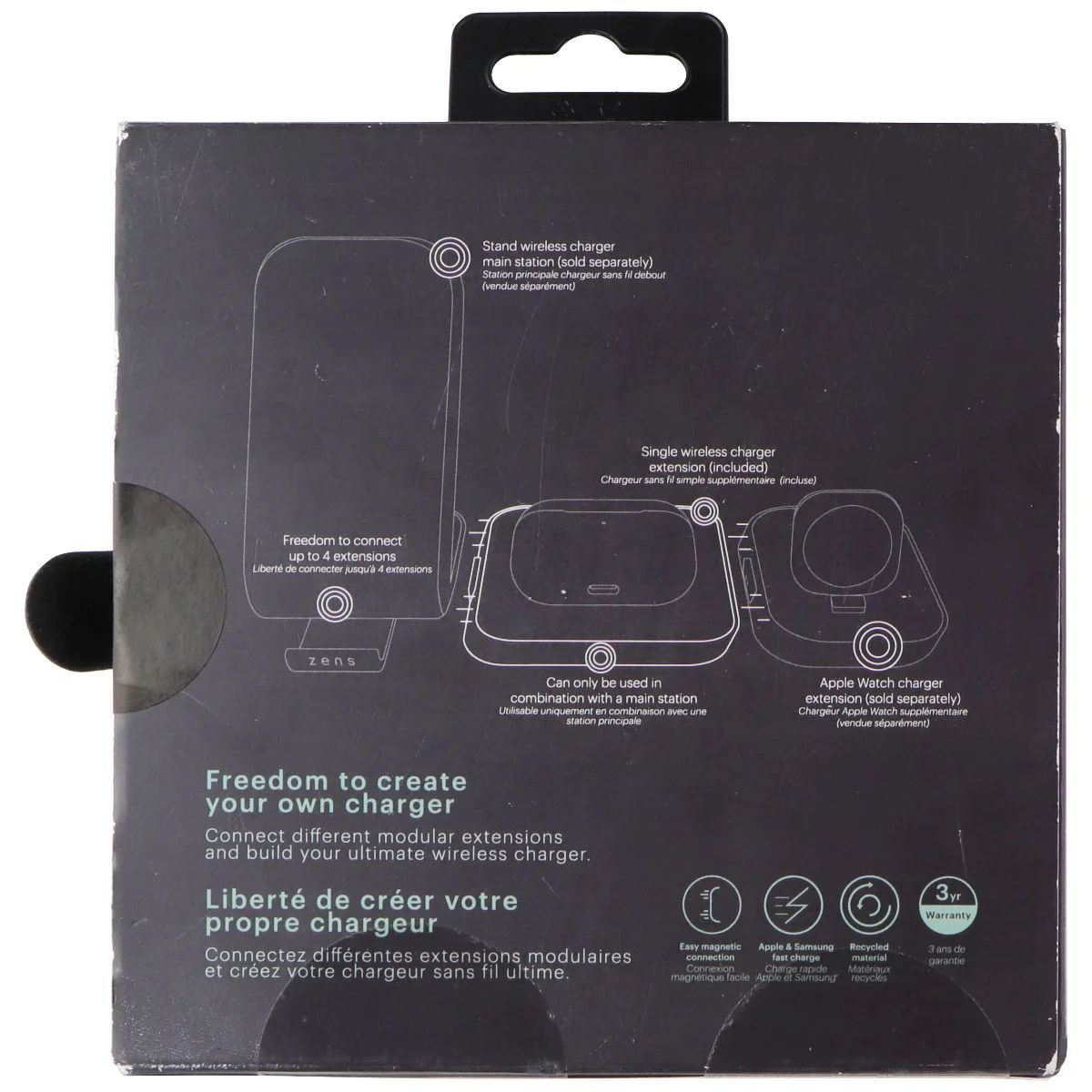 Zens Modular Series Single Wireless Charger Extension 10W - Black by Zens - Image 2